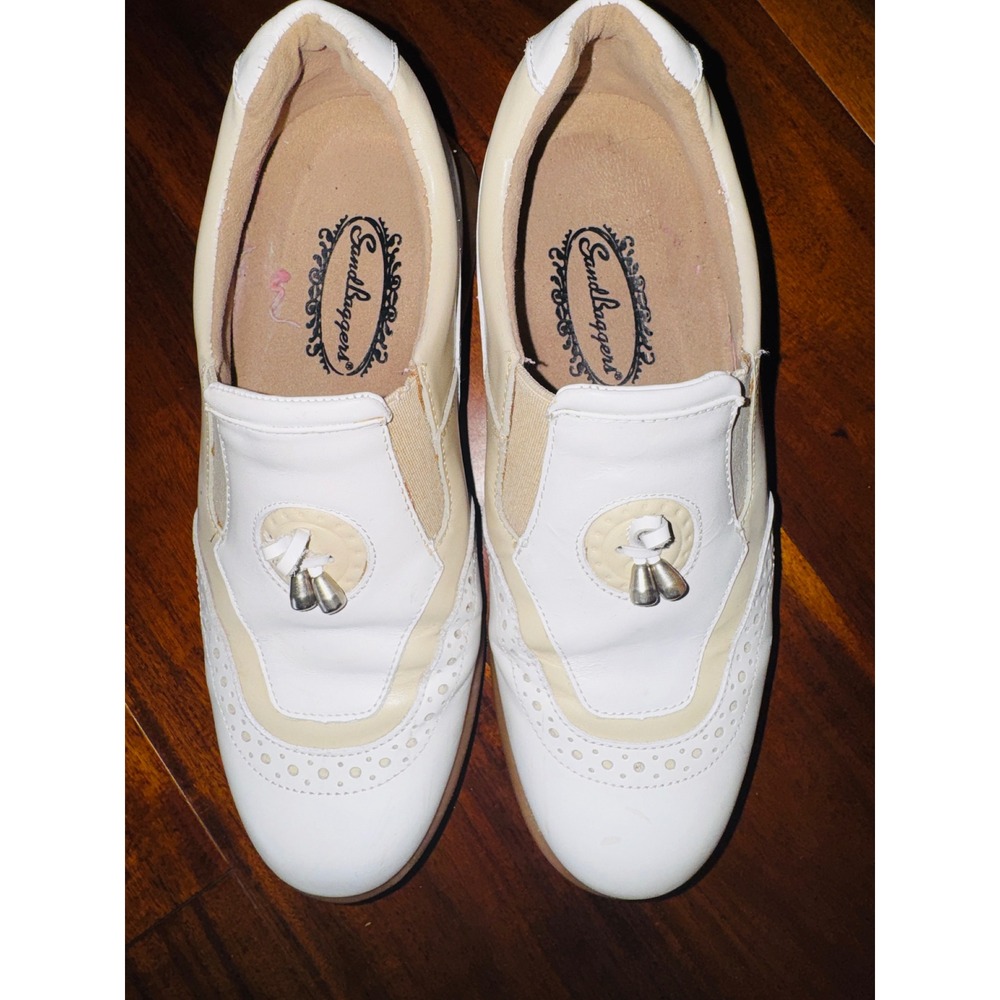 Sandbaggers Madison II Golf Shoes Womens 8 White Cream Leather Tassel